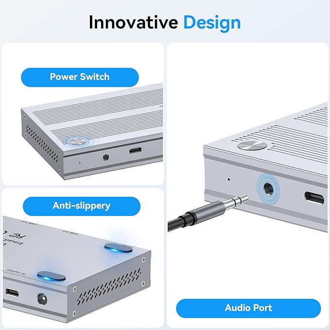 4URPC USB C Docking Station Triple Display with 120W Power Adapter 3X HDMI Laptop Docking Station 3 Monitor for Windows MacBook/Mac mini M4(5 USB Ethernet SD/microSD)