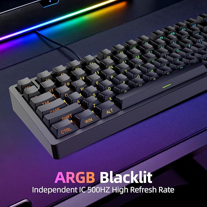 Mars75 Wired Magnetic Switch Keyboard 75% Layout0.001MM RT Accuracy 8KHZ Polling Rate/Latency As 0.125MS/256KHZ Single Key Scan Rate/ARGBHot Swappable Gaming Keyboard(Black)