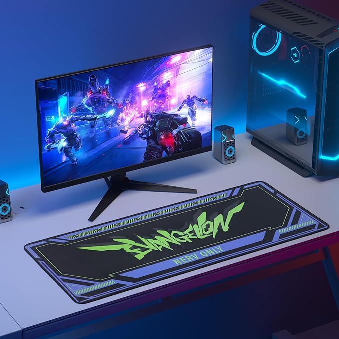 Mouse pad - Inspired by NERV &amp Evangelion Sci-Fi Aesthetic Large 35.4x15.7 Anime-Themed Gaming Desk Mat