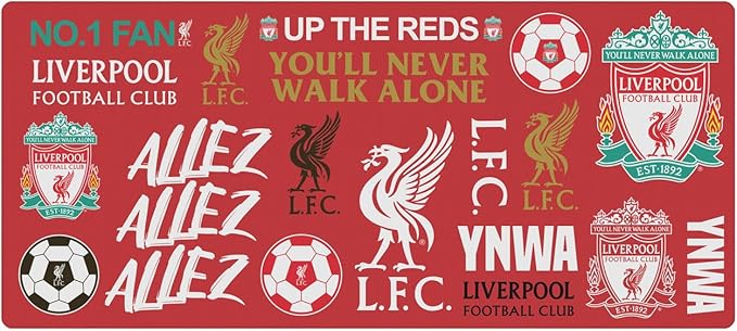 Head Case Designs Officially Licensed Liverpool Football Club Sticker Collage Graphics 37.4 x 15.75 x 0.16 inches (900 x 400 mm) - XL Gaming Office Desk PC Keyboard Mouse Mat Pad