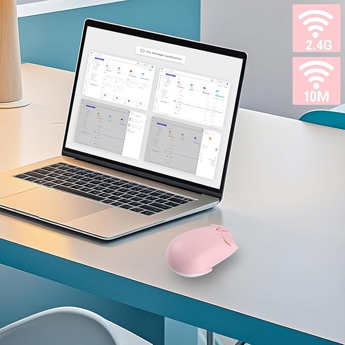 Cute Pig Design Wireless Mouse - Dual Mode Bluetooth &amp USB Silent Operation Ergonomic Ideal for Laptops &amp PCs for Animal Lovers and Family (pnik)