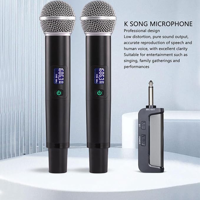 Alomejor Microphone with Reverb Function Dynamic Coil Long Battery Life for Stage Singing Studio Recording Home Karaoke