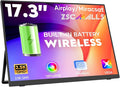 17.3 Wireless Portable Monitor with Built‑in 8000mAh Battery 4H AirPlay &amp Miracast 2.5K QHD 2560x1400 IPS Matte HDR 125% sRGB 500 Nits VESA Auto Rotation for Phone/Tablet USB‑C &amp Mini