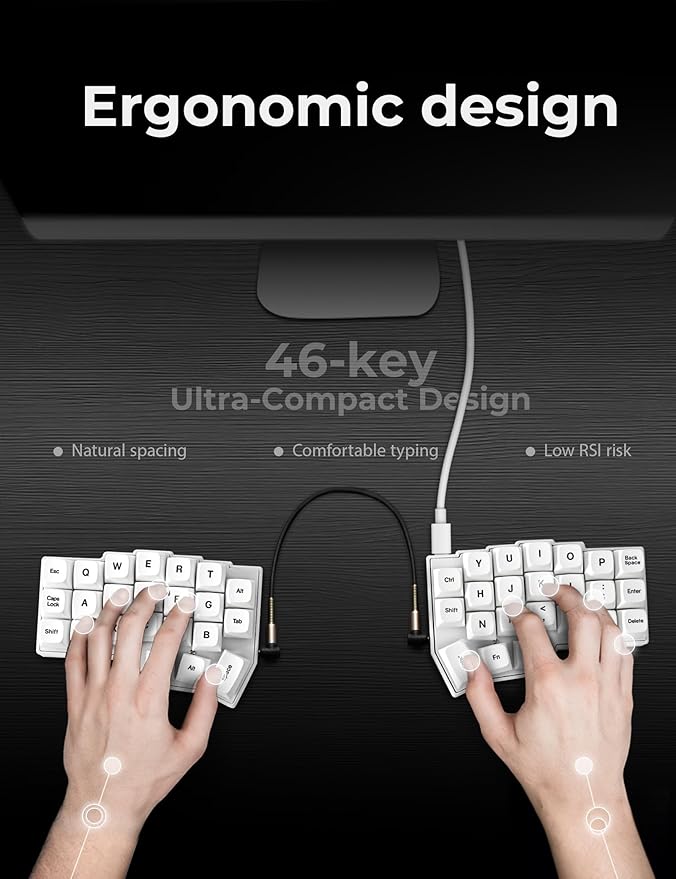 YIVU CORNE V4.1 Split Mechanical Keyboard 40% 3x6 Ortholinear Layout QMK/Vial Programmable Wired Hot-Swappable RGB Gaming Keyboard Pre-Lubed Linear Switches Ergonomic Typing