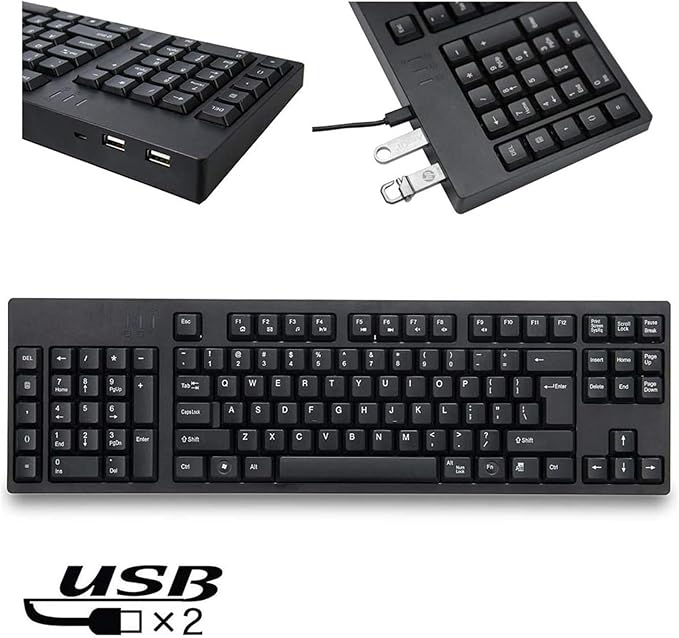 Acogedor USB Wired Left Handed Keyboard with 2 USB Hub 109 Keys Ergonomic Keyboard with Left Hand Number Pad for Home Office