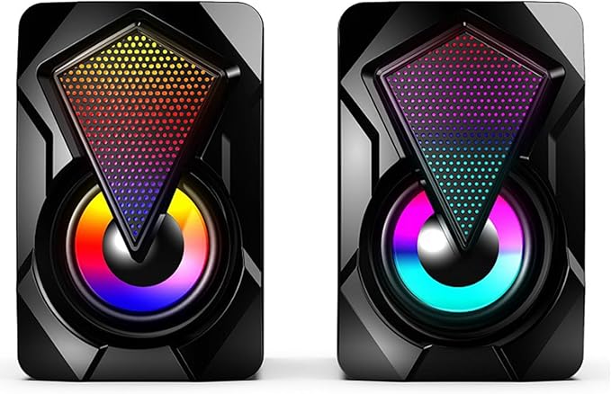 2X X2 Computer Speakers with Subwoofer for PC Desktop Computer LED Lighting Home Theater System USB Wired Sound Box