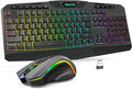 Redragon S101M-KS Gaming Keyboard and Mouse Wireless with Tri-Mode RGB Keyboard and 4800 DPI Gaming Mouse 10 Independent Multimedia Keys for Wins PC Computer Wireless S101 Ideal for Gamer