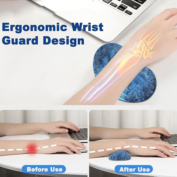 Large Mouse Pad + Keyboard Wrist Rest Set Extended Gaming Mousepad (31.5X11.8 inch) with Non-Slip Rubber Ergonomics Memory Foam Mouse Wrist Rest Support Winter Snow Tree XXL Desk Pad