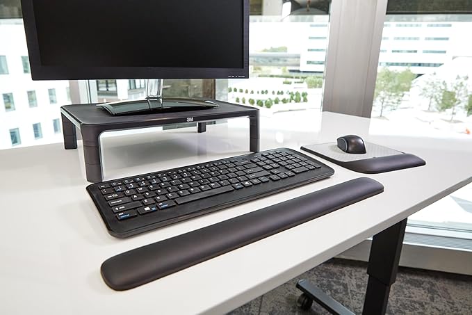 3M Gel Wrist Rest for Keyboards Soothing 3M Gel Technology and Satin Smooth Cover for All Day Comfort and Support Durable and Easy to Clean 19 Black (WR85B)
