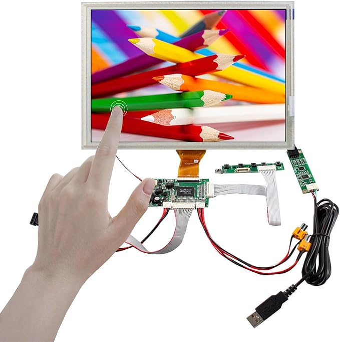 8 EJ080NA-05A 800X600 TTL LCD Screen with 4-Wire Resistive Touch Panel and VGA 2AV Controller Board 50pins