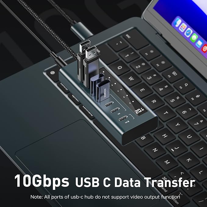 USB C Hub for Laptop 7 in 1 10Gbps USB Adapter Support Data &amp Charging(Not Support Video) USB Hub 10Gbps Ports for iMac MacBook Pro/Air iPad XPS USB Hub Multiport Adapter