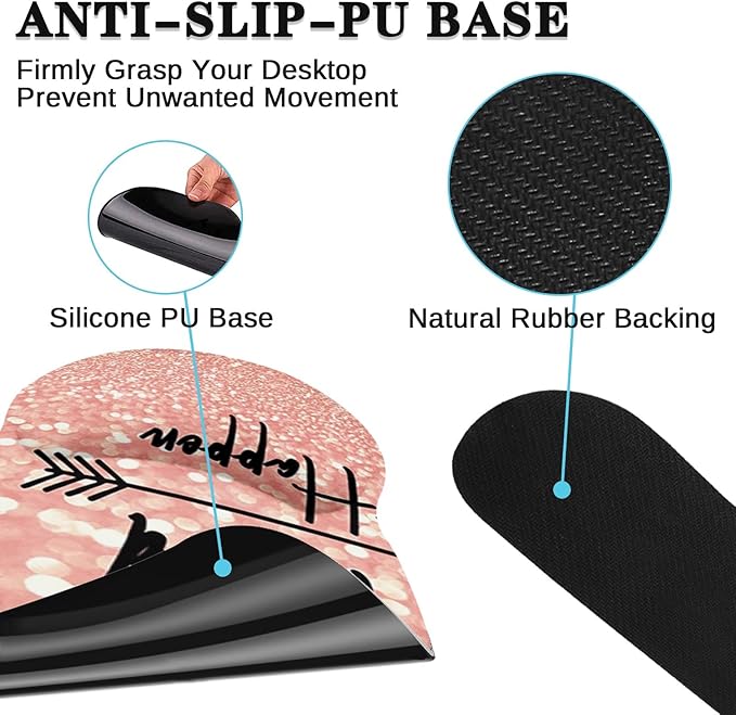 Arttown Desk Mat Rose Gold Pink Mouse Pad Set with Wrist Support 4-in-1 Large Mousepad+Keyboard Wrist Rest+Mouse Wrist Rest+Coaster with Ergonomic Design Non-Slip Mat for Office Home Decor
