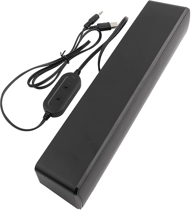 Computer Speakers Dolby Surround Computer Sound Bar for Desktop Player Bass Surround Sound Box Tv Bass Bar to Fit Any 3.5mm Input for Laptops PC Cellphones USB Wired Stereo Soundbar Music (Black)