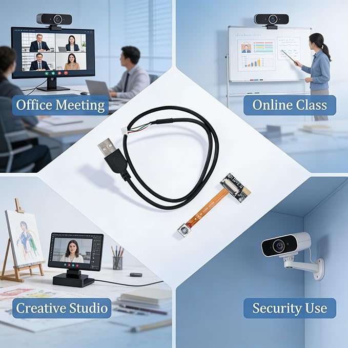 USB Camera Module 5MP Auto Focus 76° Wide Angle USB 2.0 Interface Compatible with Multiple Systems - High Definition OV5693 Sensor Plug and Play Security Monitoring
