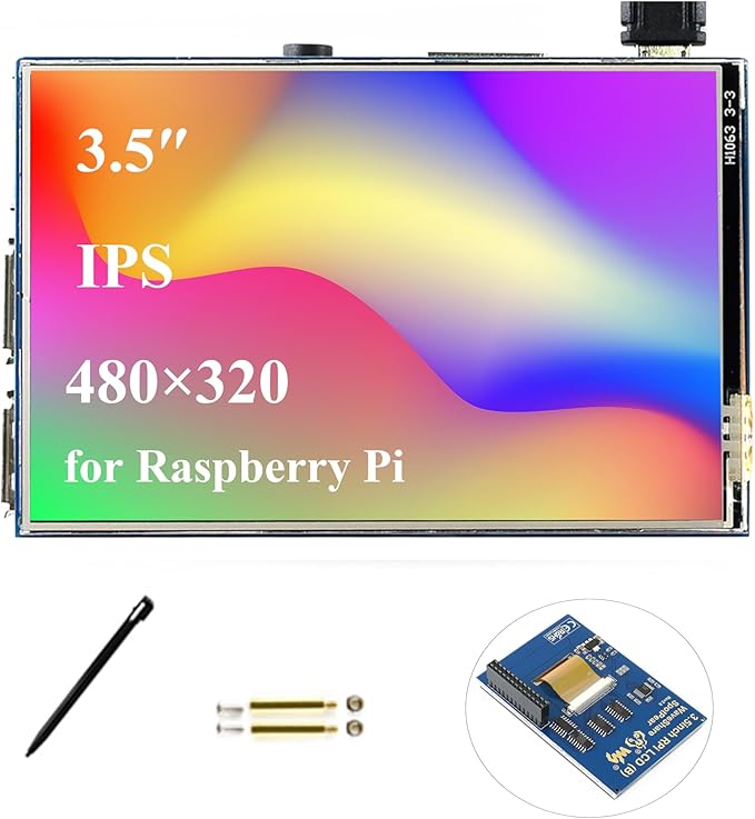 3.5inch Touch Screen Compatible with Raspberry Pi 5/Pi 4B/3B+/3B/Zero/Pi Zero 2W/Zero W/Zero WH/CM5/CM4 480x320 IPS Display 160° Viewing Angle SPI Touch Port