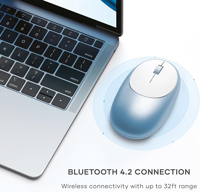 Satechi M1 Wireless Bluetooth Mouse USB-C Rechargeable Compact &amp Portable for MacBook Air/Pro M5/M4 iPad Air/Pro M5/M4/M3 iPad mini Mac mini iMac &amp Windows - Blue