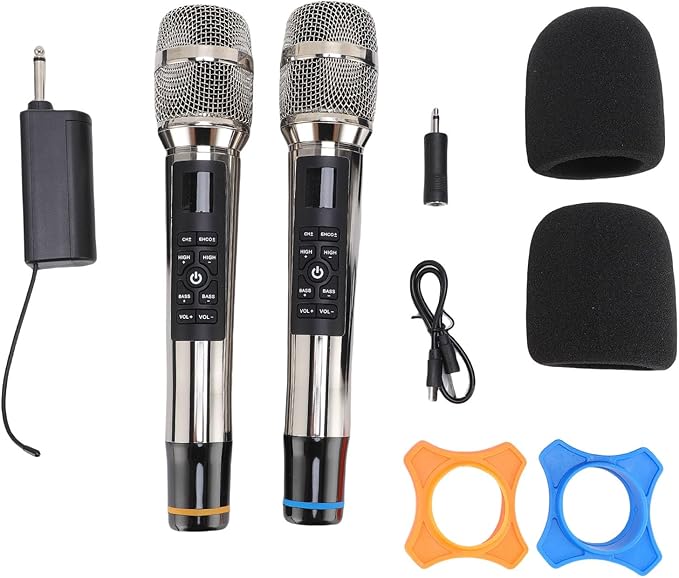 Professional Wireless Microphone Set with Reverb Dynamic Mic for Home Theater Singing