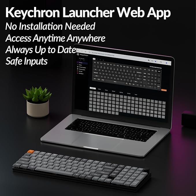 Keychron K17 Max 96% Layout QMK/Launcher Ultra-Slim Wireless/Type-C Wired Mechanical Keyboard with White LED Backlit Low-Profile Gateron Mechanical Brown Switch Compatible with Mac Windows Linux