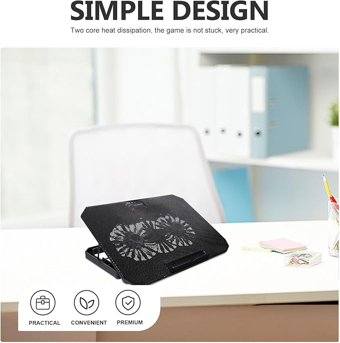 BESPORTBLE Laptop Cooler Stand with Dual Quiet Fans USB Powered Radiator for Notebook Heat Dissipation and Silent Cooling Material