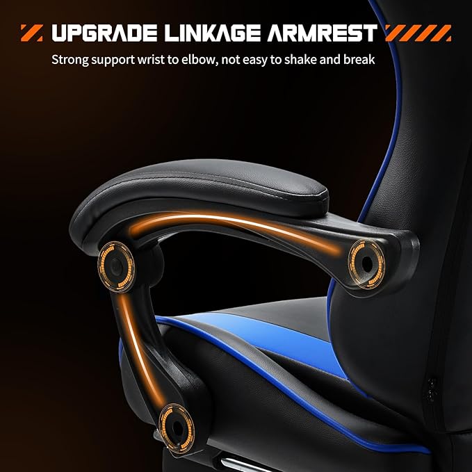 Yapamar Video Game Desk Chair - Ergonomic Computer with Footrest and Comfy Lumbar Support PU Leather Recliner with Headrest
