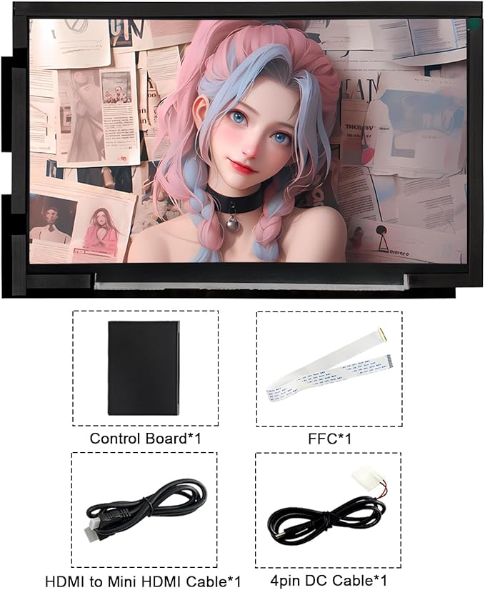 14 Inch LCD Screen for Lian Li O11 Mini PC Case FHD 1920x1080 Laptop Screen Replacement PC Secondary Display HDMI 72% NTSC (Black)