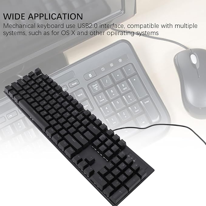 ZJchao Wired Mechanical Keyboard Blue Switch 104 Keys with Backlight Gaming Office