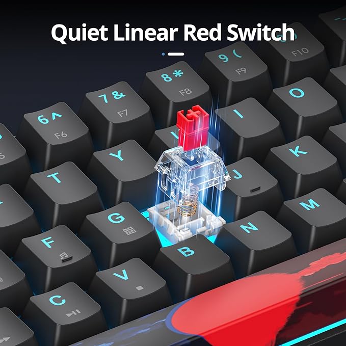 65 Percent Gaming Keyboard 68 Keys Mechanical Keyboard LED Backlit Ultra Compact Wired Key Board with Red Switch for Windows Laptop Gamer