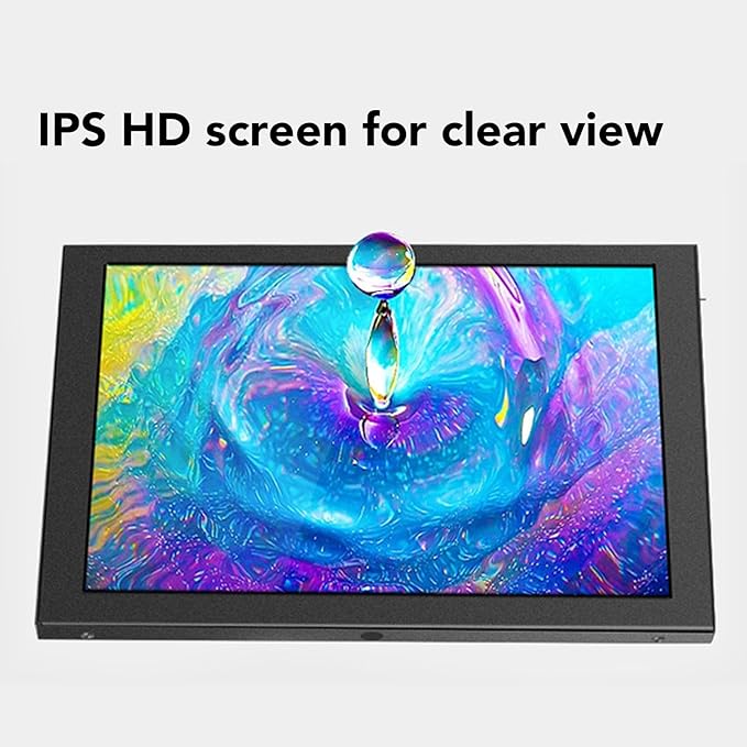 10in Portable External Monitor Small Monitor 178° Angle 1280x800 HD Multimedia Interface with Dual Speakers External Monitor for Laptop PC DVR