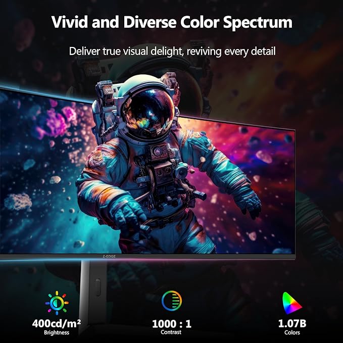 5K Monitor Z-Edge 49 inch IPS Curved Gaming Monitor DQHD 5120x1440 Computer Monitor144Hz 32:9 Ultrawide 1ms MPRT 400 cd/m² 10bit UG49W HDMI*2 DP*1 USB-C PIP/PBP Adjustable Stand