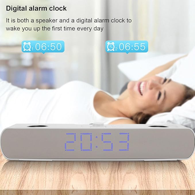 Sanpyl Bluetooth Computer Speakers USB Powered Computer Speakers Bluetoot Computer SoundBar with Alarm Clock FM Radio HiFi Stereo Built in Subwoofer Support USB AUX in PC Gaming
