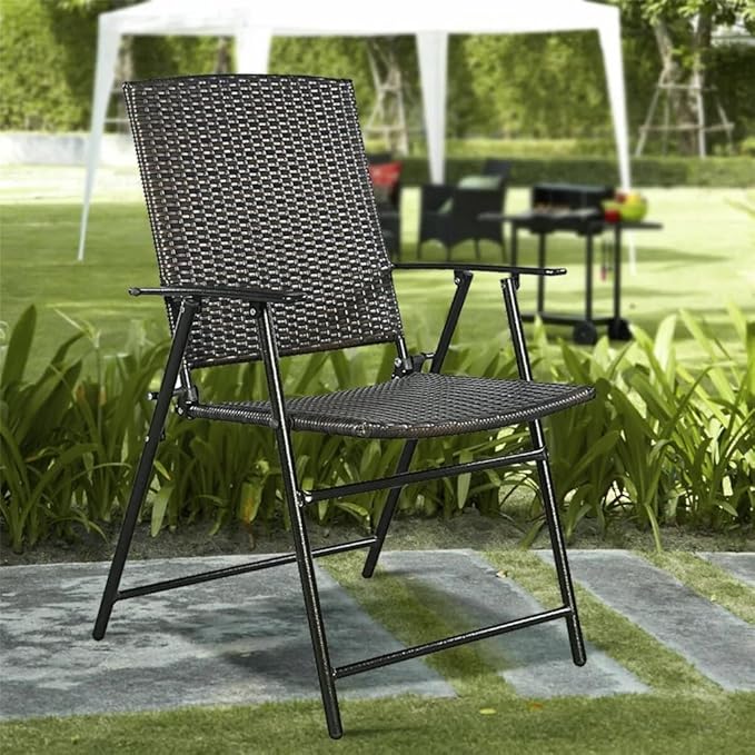 Office Chair Gaming Chair Computer Chair 4 Piece Brown Folding Chair Furniture Outdoor Indoor Camping Garden Pool