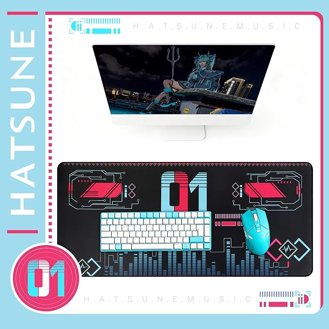 Mouse Pad 35.4x15.7 for Hatsune Miku Collaboration Series Desk Mat