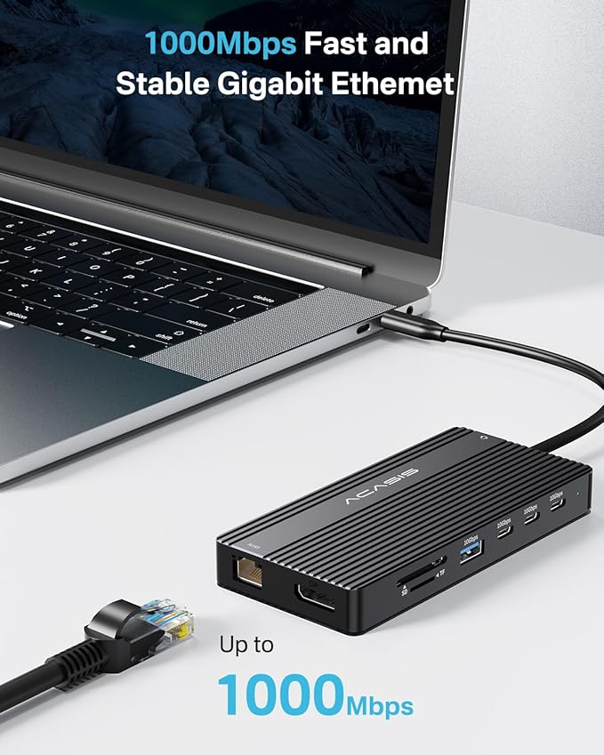 USB C Docking Station Dual Monitor 14 in 1 USB C Hub Adapter with 2 HDMI+DP(4K60Hz) Ethernet 3 USBC 10G100W PD SD/TF Audio Laptop Docking Station for Dell/HP/Lenovo/ThinkPad/Surface (Black)
