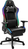 TBQATNTS Gaming Chair for AdultsComputer Chair with High BackBig and Tall Gaming Chairs with Footrest and MassagePU Breathable Material with Headrest and Lumbar SupportSuitable for GamerBlackB