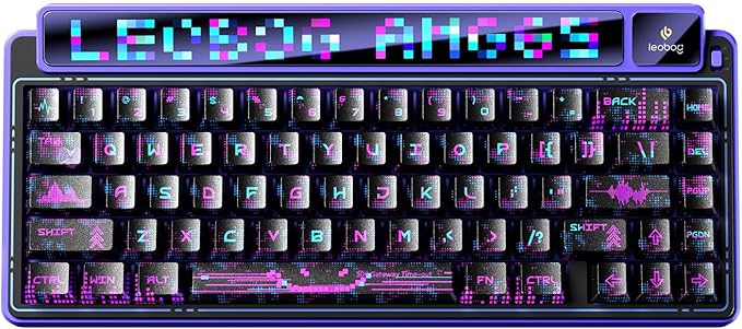 x Aula AMG65 Mechanical Gaming Keyboard with Dual Screen 65% Wireless Small Custom Keyboard RGB Bluetooth/2.4G/Wired Rapid Trigger Hot Swappable for Windows Laptop PC Mac - Purple