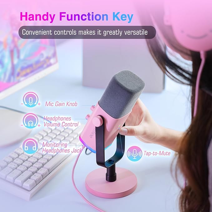 FIFINE Streaming XLR/USB Microphone with Audio Mixer Kit Dynamic Mic with Mute Button 7.1 Surround Sound RGB Mixer with XLR Interface 48V Phantom Power Voice Changer for PC/PS5-AM8P+SC8P