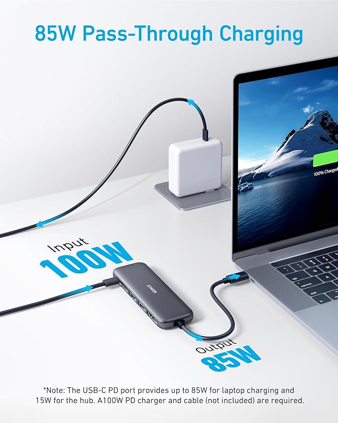 Anker HDMI Cable 8K@60Hz 6FT Ultra HD 4K@120Hz HDMI Cord USB C Hub 5-in-1 USBC to HDMI Splitter with 4K Display