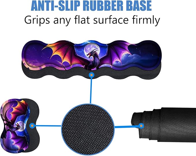 4 in 1 Ergonomic Memory Foam Mouse Pad Wrist Rest Set Large XXL Gaming Desk Pad + Keyboard Wrist Rest + Mouse Wrist Cushion + Coaster for Home Office Study Gaming Dragon