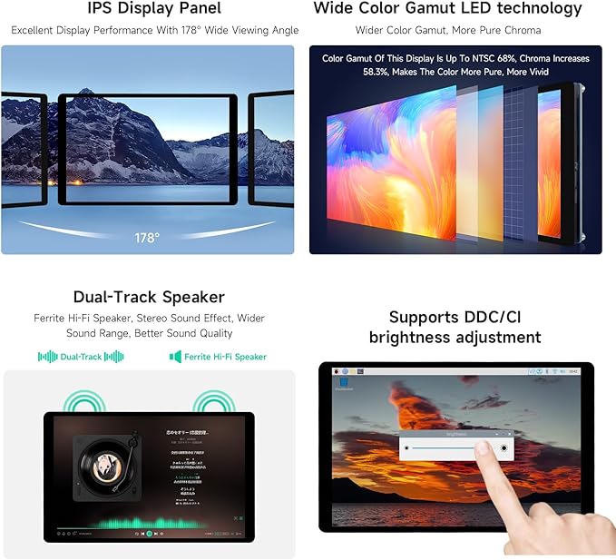 waveshare 7inch Wide Color Gamut Capacitive Touch Display Compatible with Raspberry Pi 5/4B/3B/Zero/Zero W/Zero 2W/Pico/Pico Supports Windows 11/10/8.1/8/7 and Jetson Nano/TX2/Xavier N/Orin