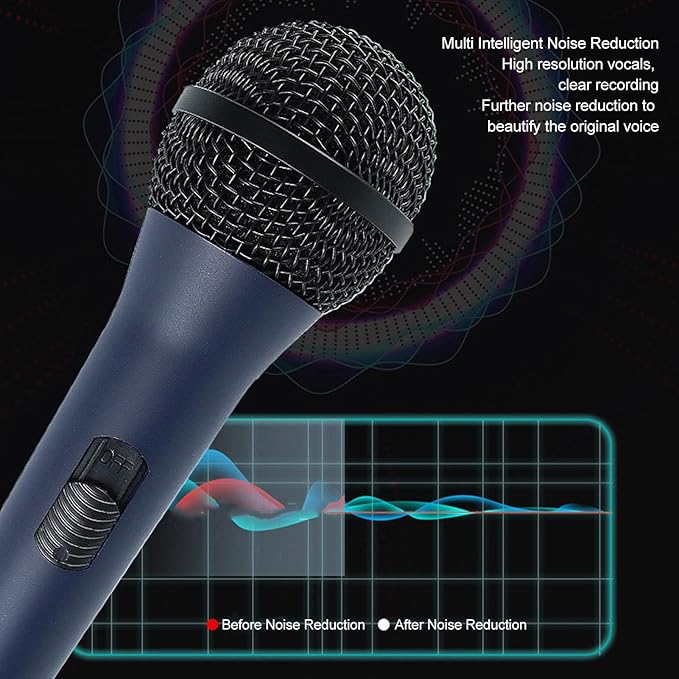 Wired Handheld Microphone Dynamic Karaoke Mic with 635mm. Plug Noise Reduction Metal Microphone for Singing Cardioid Pickup Includes 5m Cable for Speaker Amplifier
