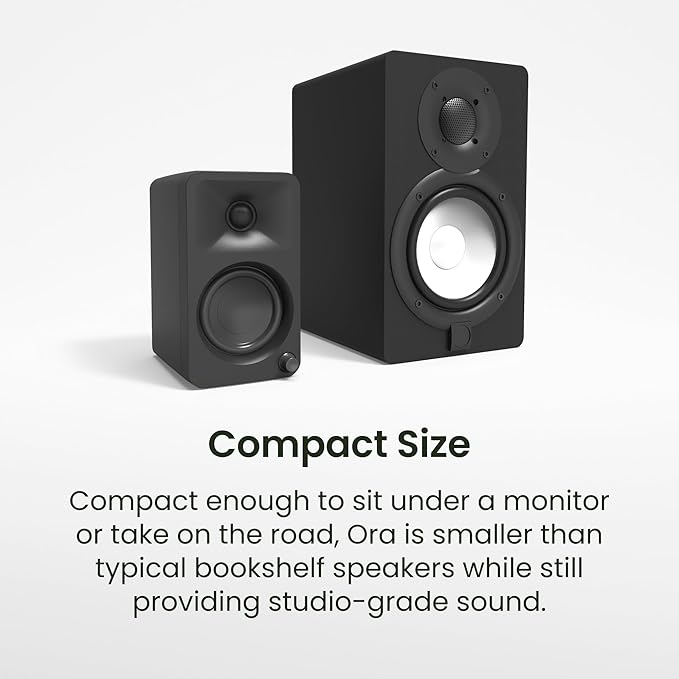 Kanto ORAMB 100W Powered Reference Desktop Computer Speakers with Bluetooth 5.0 and USB-C Input | Bi-Amplified | 100 Hz Automatic Crossover | Reference Quality Sound | Pair | Black