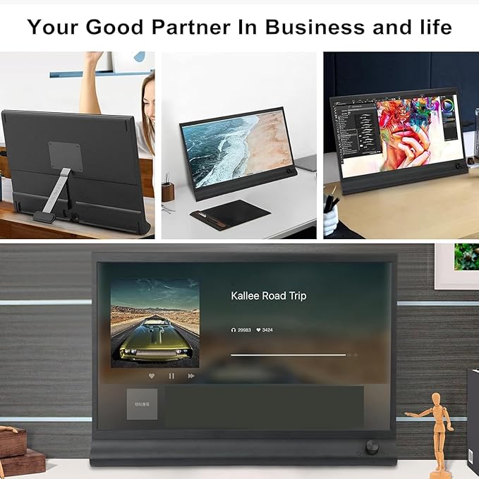 Laptop Screen Extender 15.6inch 1080P Double Attachment Extended Portable Monitor for USB C Extension