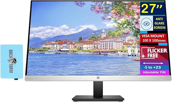 HP 27mq 27'' QHD IPS Monitor with 5ms Response Time Anti Glare Flicker Free VESA Mount (100 x 100 mm) VGA HDMI &amp Dockztorm USB Port Expander Black/Silver Color (1F2J9AA#ABA)