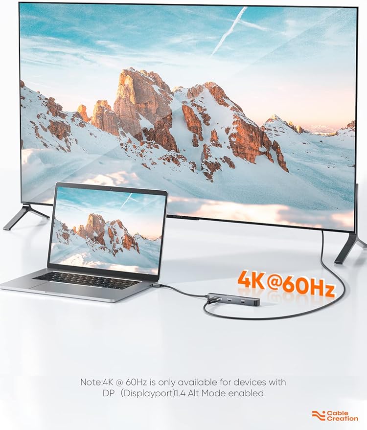 CableCreation 7-in-1 USB-C Hub with 4K 60Hz HDMI 100W PD 2 USB 3.0 5Gbps Data Ports SD/TF Card Slots for Steam Deck MacBook Pro/Air iPad Pro Pixelbook XPS