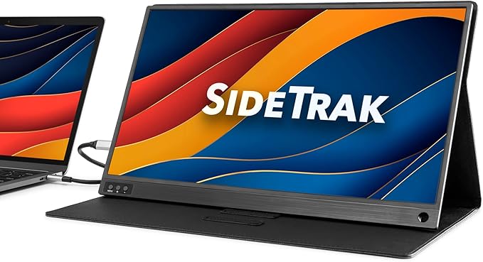 SideTrak  Solo Portable Laptop Monitor 15.6” FHD 1080P LCD Screen | Works with Mac PC Chrome PS4 Xbox Raspberry Pi &amp More | Powered by USB or Mini HDMI | Detachable Padded Case and Kickstand