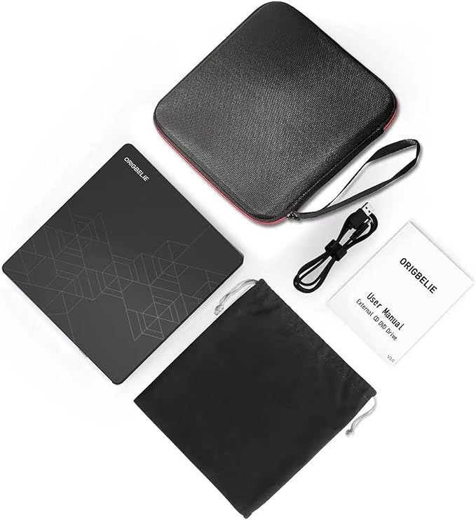 External CD DVD Drive CD Burner USB 3.0 with 2 USB Ports and 2 TF/SD Card Slots Optical Disk Drive for Laptop Mac PC Windows 11/10/8/7 Linux OS with Carrying Case