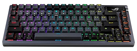 ASUS ROG Azoth Wireless Mechanical Gaming Keyboard – 75% TKL Tri-Mode Connectivity Hot Swappable Pre-lubed ROG NX Storm Clicky Switches PBT Keycaps RGB OLED Display PC/Mac Support - Black