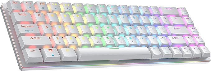Ranked G65 Guardian 65% | Full Aluminum Frame | Ultra Slim Hot Swappable Mechanical Gaming Keyboard | 68 Keys Multi Color RGB LED Backlit for PC/Mac Gamer (White Gateron Low Profile Brown)