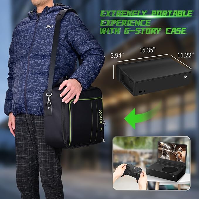 G-STORY 14‘’ Portable Monitor for Xbox Series S – 1TB SSD Black 1080P Portable Gaming Monitor IPS Screen for Xbox Series S（not Included） with Two HDMI HDR Freesync Game Mode Travel Display