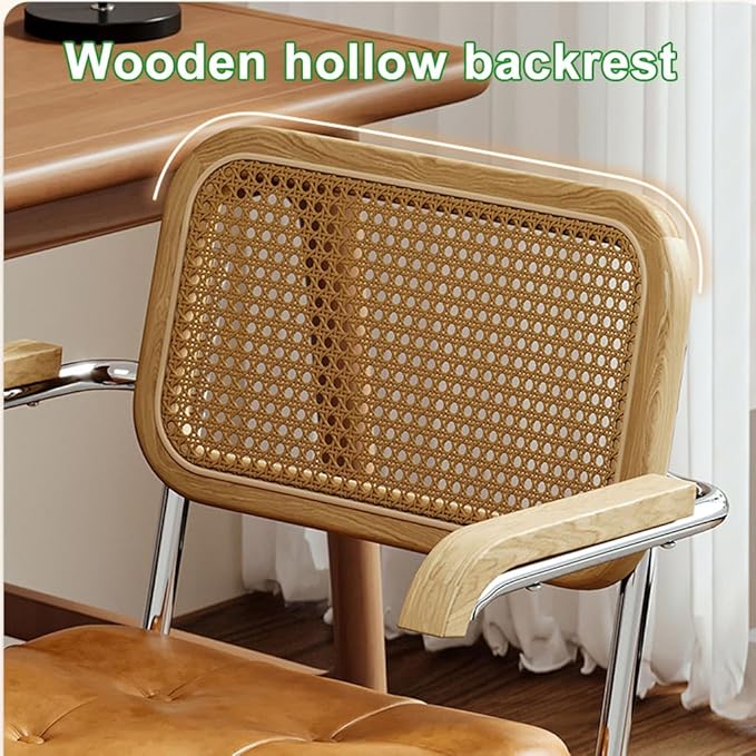 YCKEGEW Leather Padded Home Desk Chair Office Armchair Study Chair with Wheels Hollow Backrest SupportAdjustable Height Computer Work Chair for Office Home(Greem)
